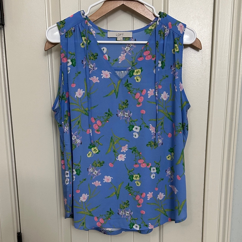 LOFT Sleeveless Blue Floral Blouse